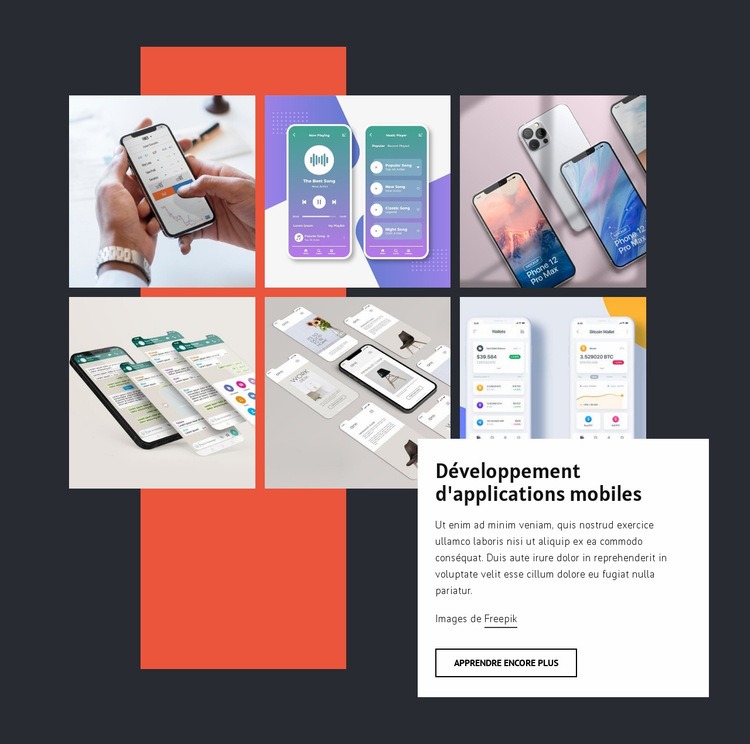 Portefeuille de développement d'applications mobiles Créateur de site Web HTML