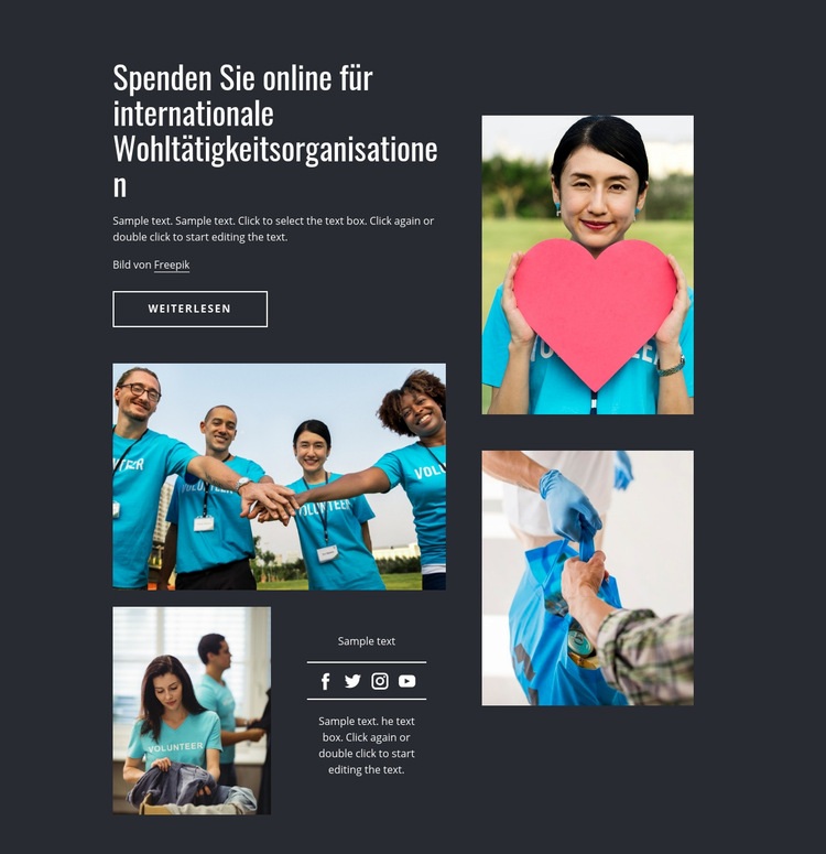Spenden Sie online für wohltätige Zwecke HTML Website Builder
