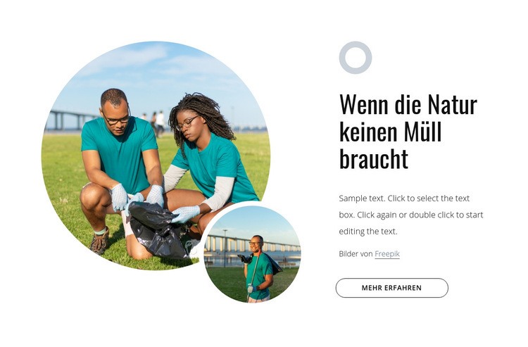 Freiwilliger, um Abfall zu bekämpfen HTML Website Builder