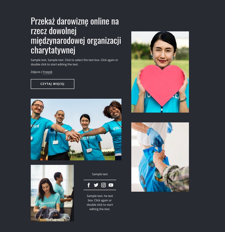 Przekaż darowiznę online na dowolną organizację charytatywną Kreator witryn internetowych HTML
