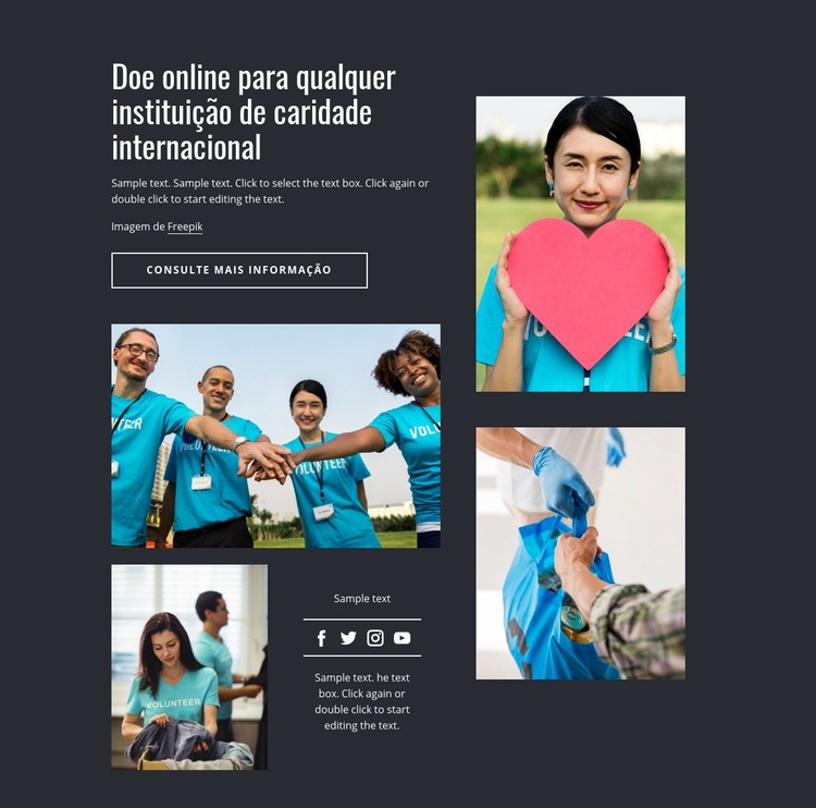 Doe online para qualquer instituição de caridade Design do site