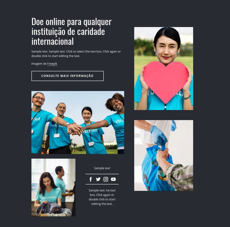 Doe online para qualquer instituição de caridade Landing Page