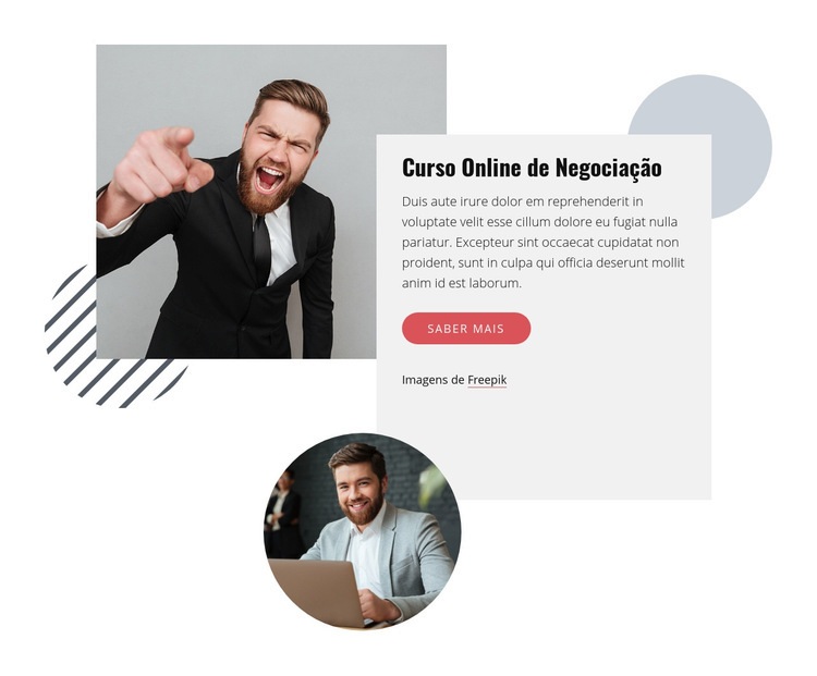 Curso online de negociação Design do site