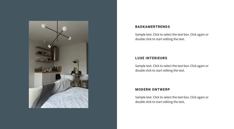 Interieur op een donkere achtergrond Website mockup