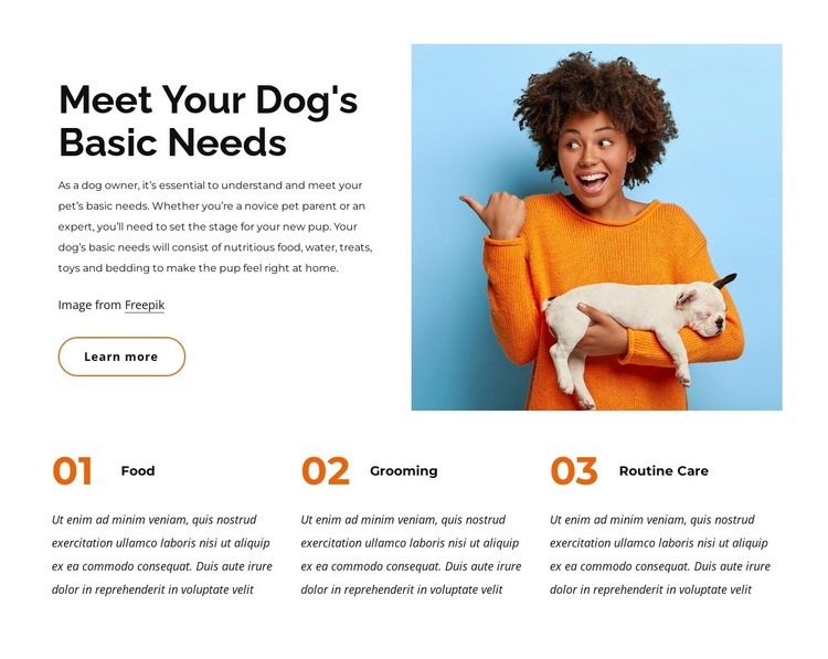 Dog's basic needs Elementor Template Alternative