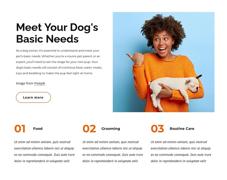 Dog's basic needs Website Builder Software