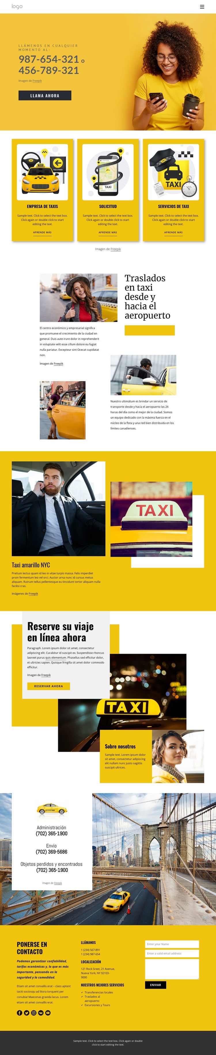 Servicio de taxi de calidad Maqueta de sitio web