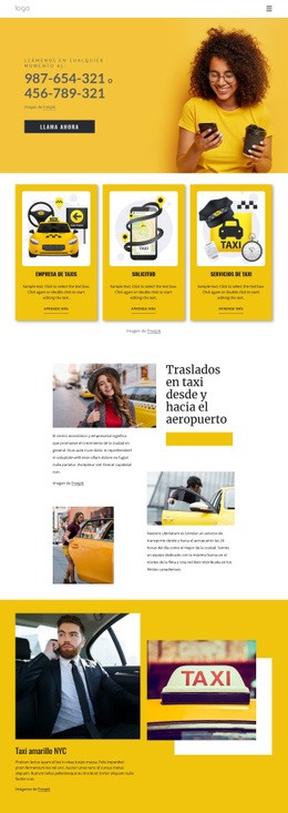 Servicio De Taxi De Calidad: Plantilla HTML5 Adaptable