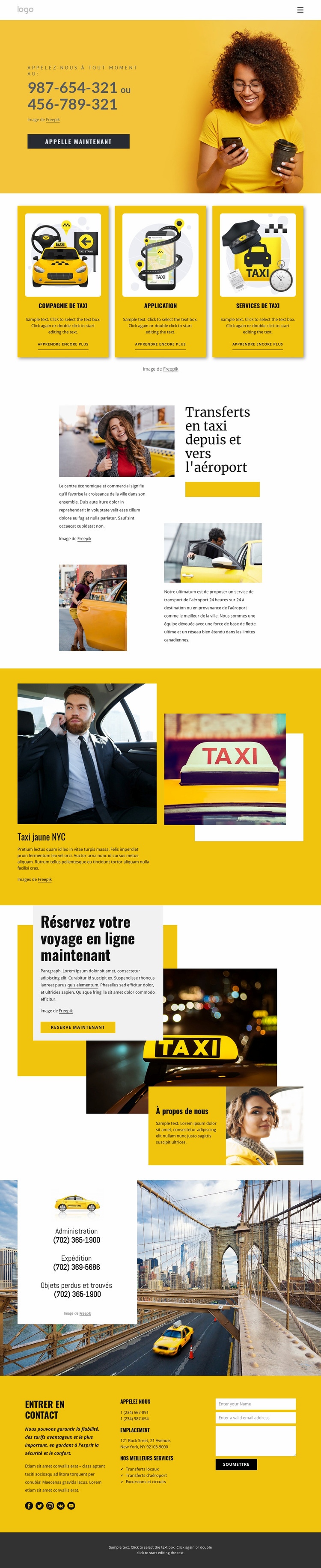 Service de taxi de qualité Modèles de constructeur de sites Web