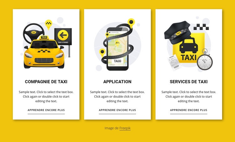 Services de taxi Page de destination