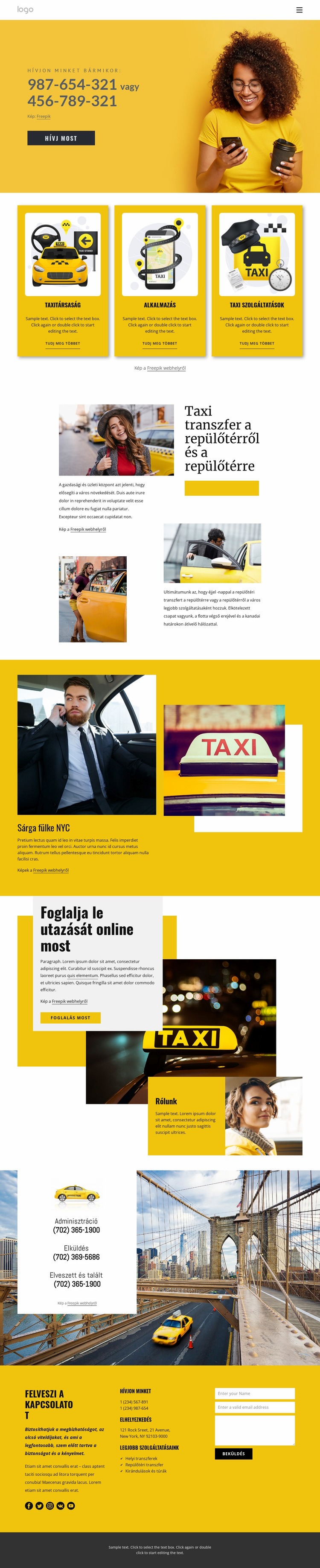 Minőségi taxi szolgáltatás Weboldal sablon