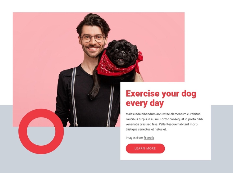 Exercise your dog every day One Page Template