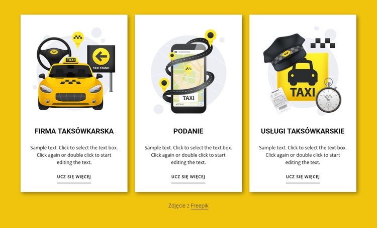 Usługi taksówkarskie Makieta strony internetowej
