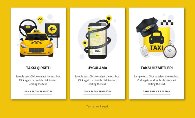 Taksi hizmetleri Web Sitesi Mockup'ı