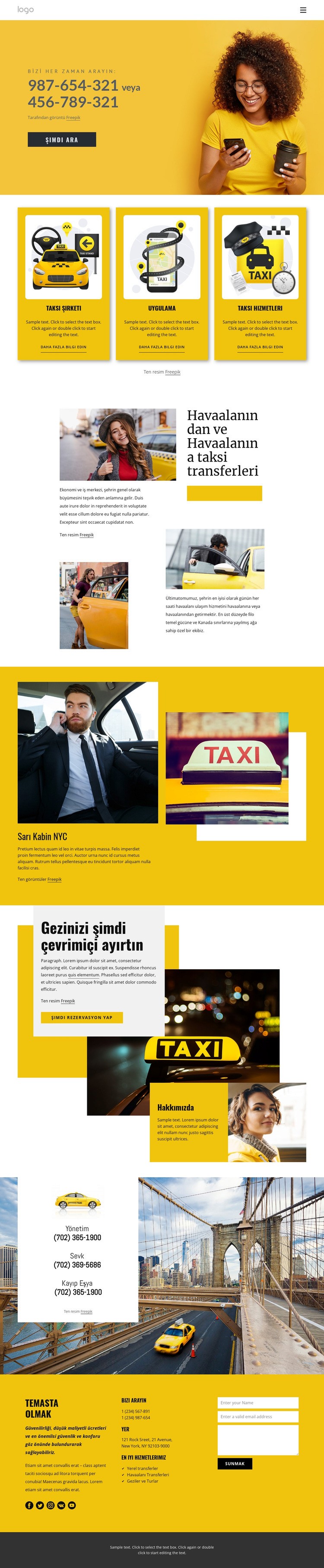 Kaliteli taksi hizmeti Web sitesi tasarımı