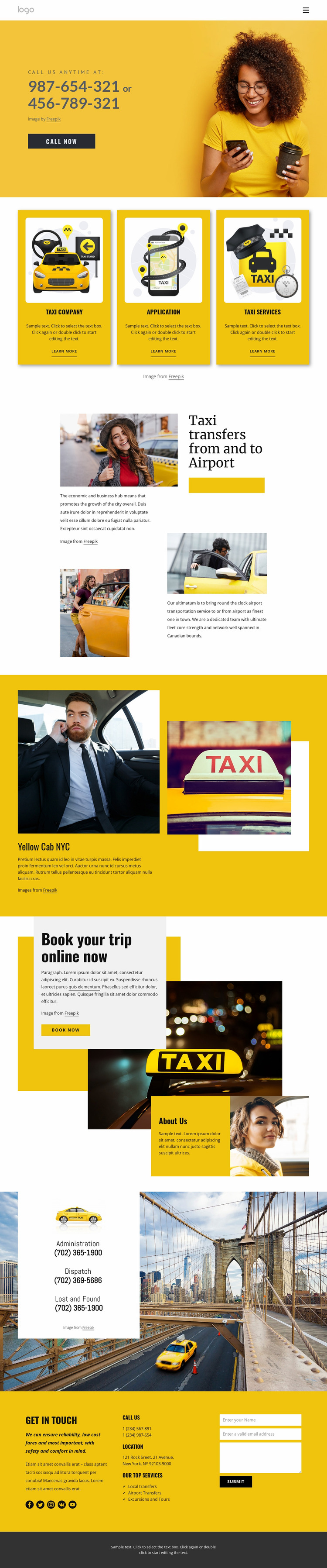 Quality taxi service Website Mockup