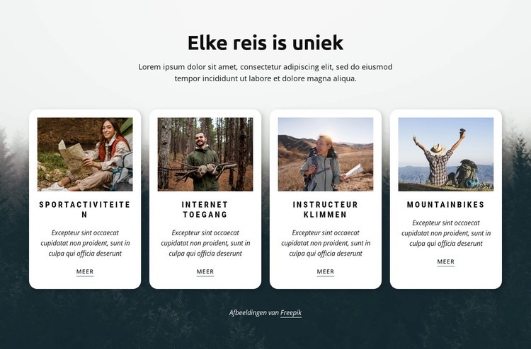 Elke reis is uniek Website mockup