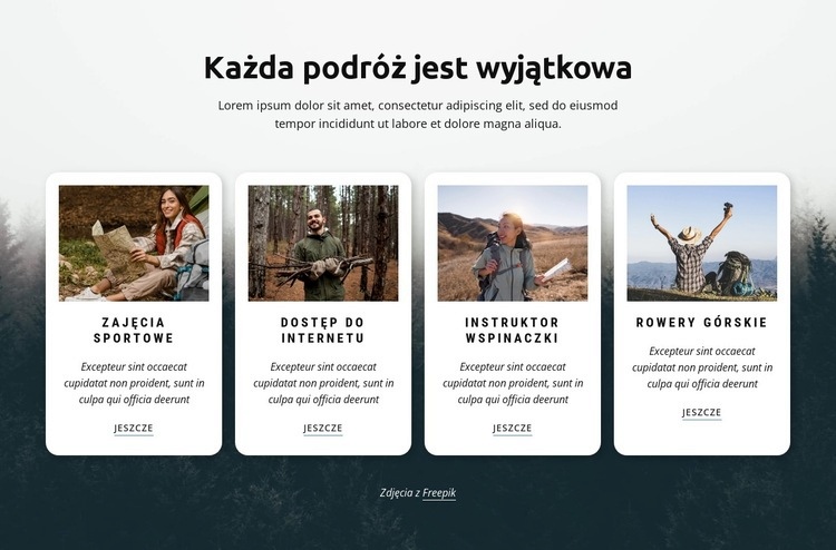 Każda podróż jest wyjątkowa Kreator witryn internetowych HTML