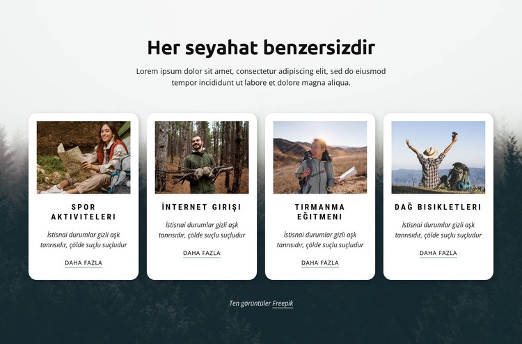 Her seyahat benzersizdir Web Sitesi Şablonu