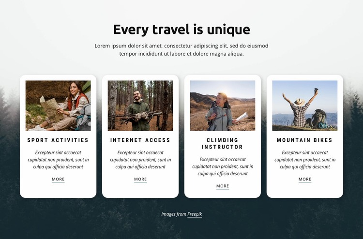 Every travel is unique Website Mockup