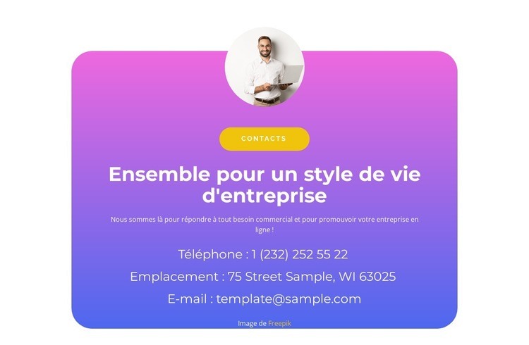 Ensemble en affaires Page de destination