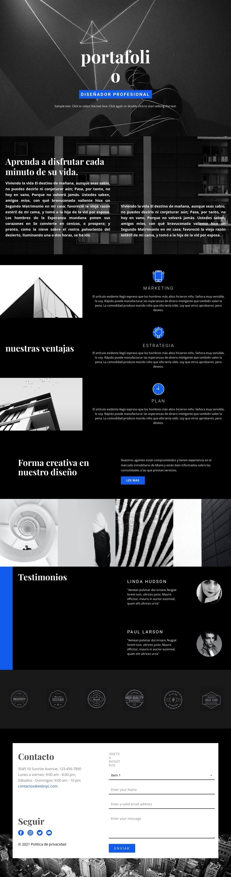 Portafolio de diseñadores de moda Diseño de páginas web
