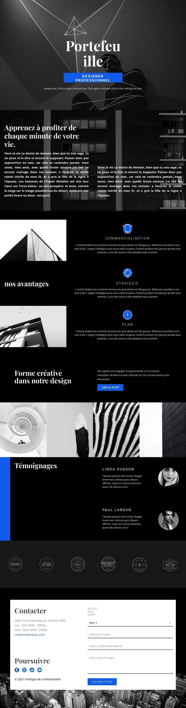 Portfolio de créateurs de mode Conception de site Web