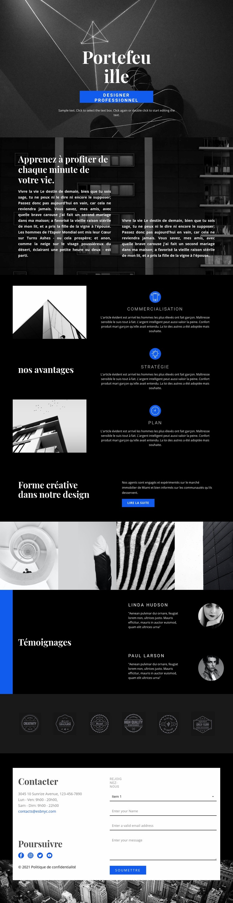 Portfolio de créateurs de mode Maquette de site Web