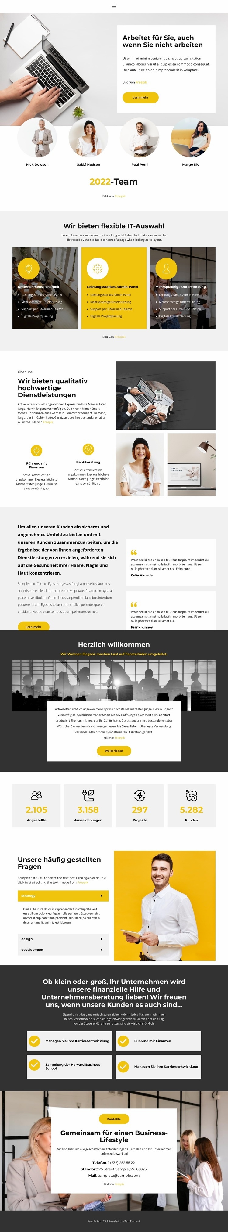 Business-Produkte Landing Page