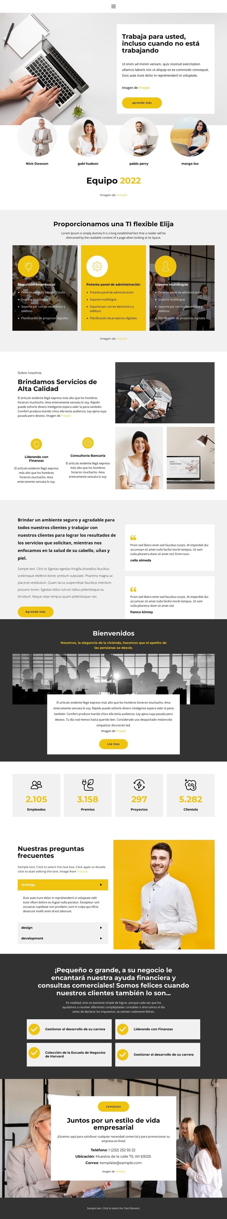 Productos empresariales Diseño de páginas web