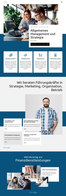 Allgemeine Managementstrategie Saubere Und Minimale Vorlage