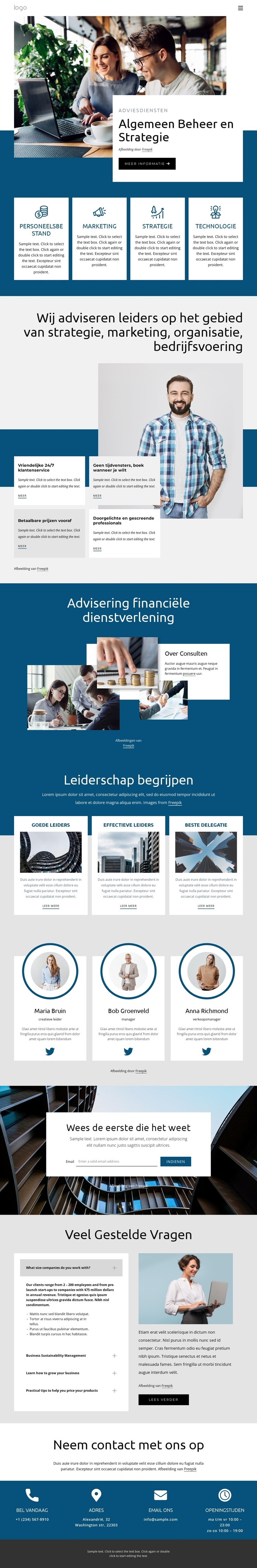 Algemene managementstrategie Sjabloon voor één pagina