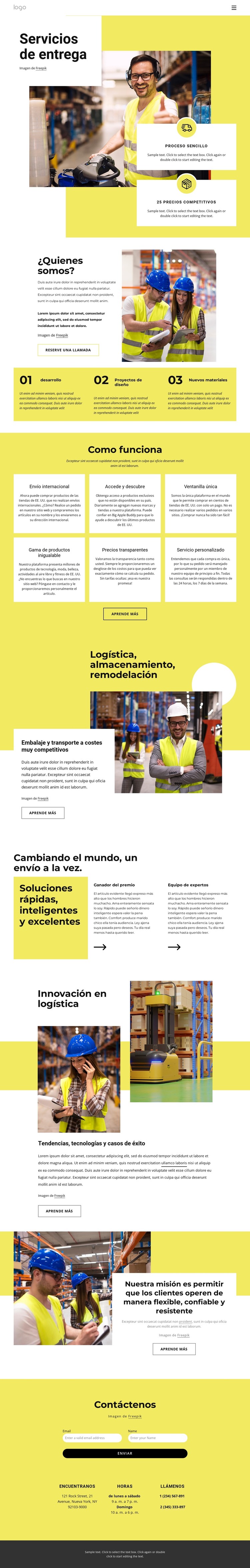 El almacenamiento de servicio completo con recogida y entrega. Plantilla HTML