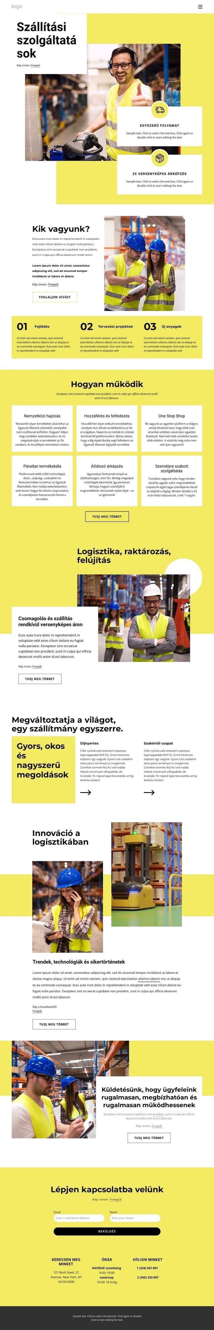 Teljes körű szolgáltatást nyújtó raktár átvétellel és kiszállítással HTML Sablon