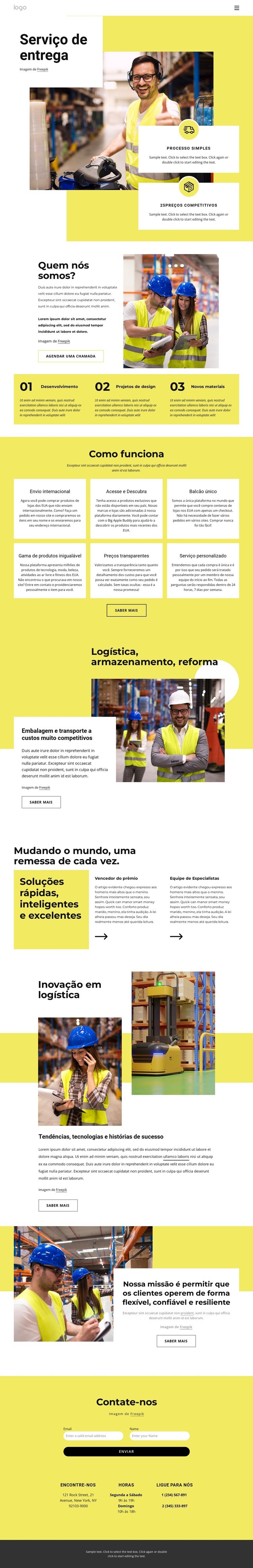 O armazenamento de serviço completo com coleta e entrega Construtor de sites HTML