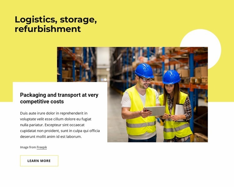 Logistics, storage, refurbishment Homepage Design
