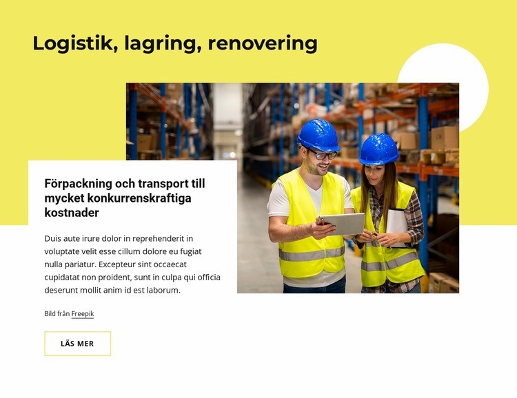 Logistik, lager, renovering CSS -mall