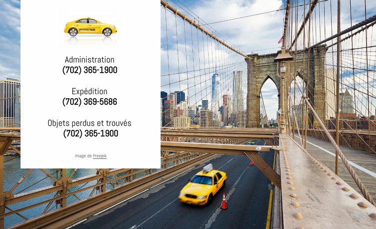 Taxi bon marché et fiable Maquette de site Web