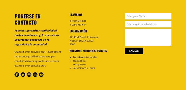 Contactos del servicio de transporte Plantilla CSS