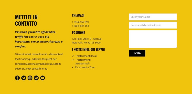 Contatti del servizio di trasporto Progettazione di siti web