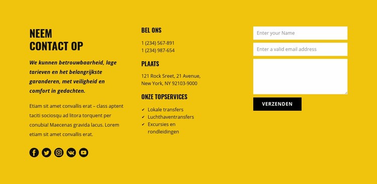 Contacten met vervoersdiensten HTML5-sjabloon