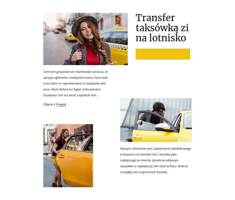 Transfer taksówką z lotniska Makieta strony internetowej
