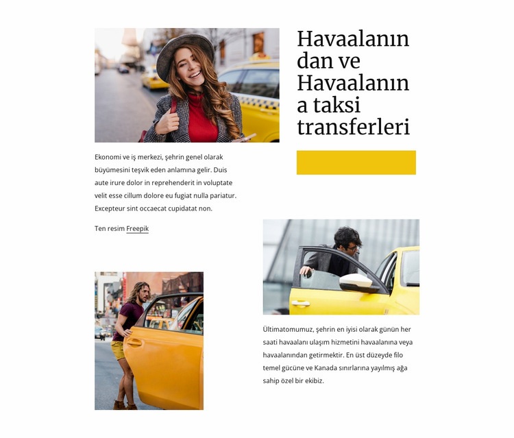 Havaalanından taksi transferleri Web sitesi tasarımı