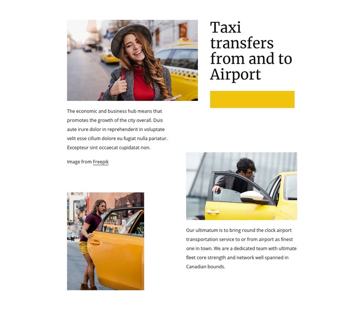 Taxi transfers from airport Web Page Design