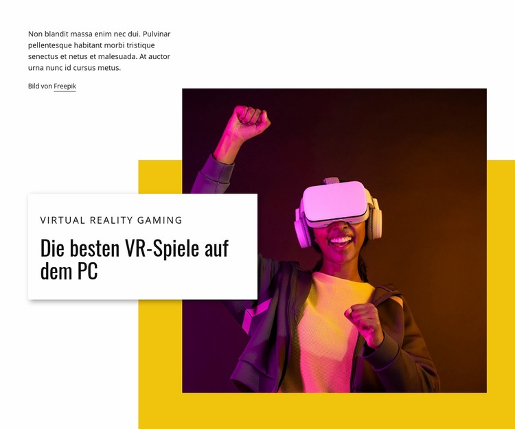 Beste VR-Spiele auf dem PC Eine Seitenvorlage