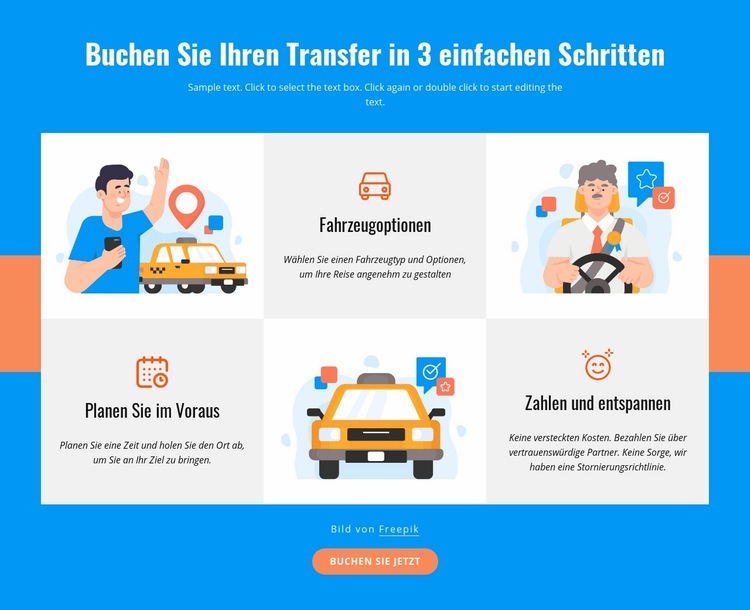 Buchen Sie Ihren Transfer in 3 Schritten HTML Website Builder