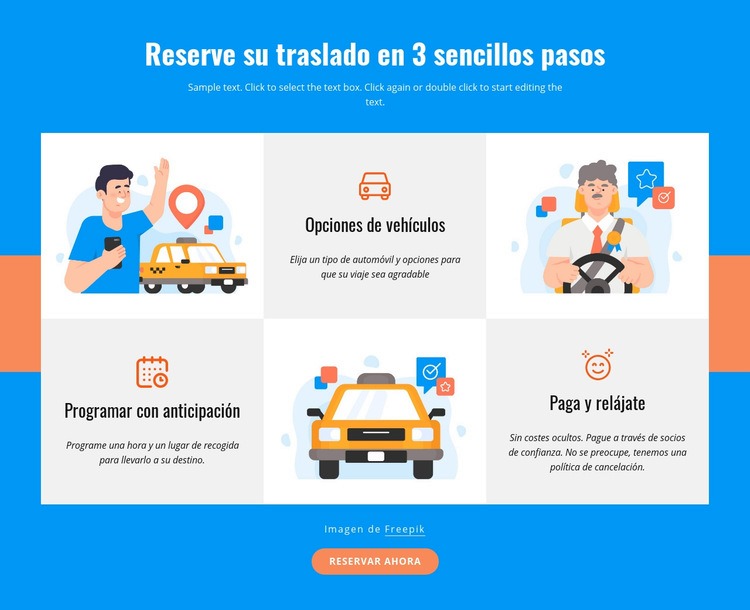 Reserve su traslado en 3 pasos Plantillas de creación de sitios web