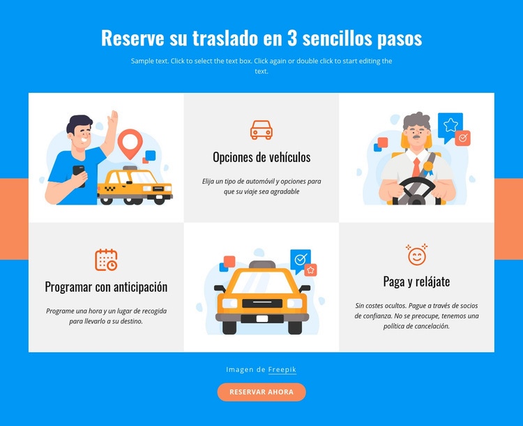 Reserve su traslado en 3 pasos Diseño de páginas web