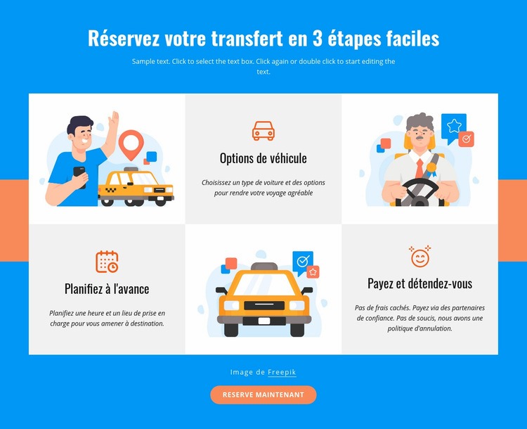 Réservez votre transfert en 3 étapes Modèle d'une page