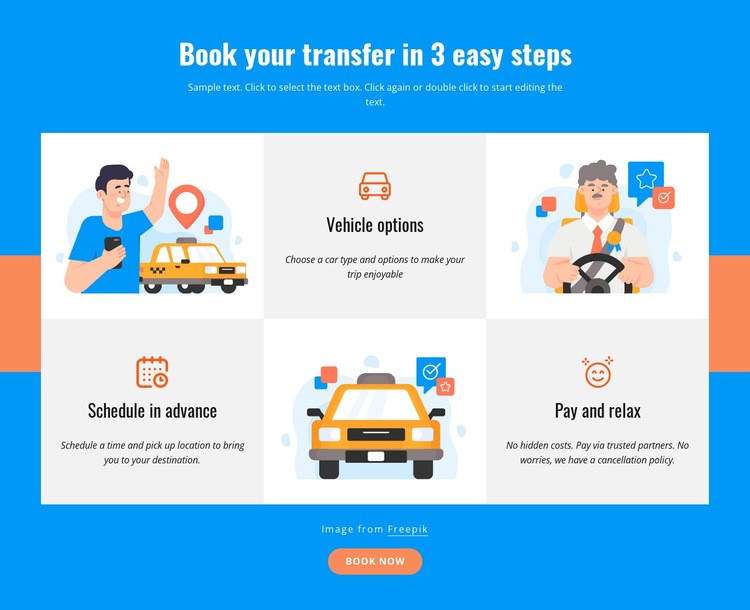 Book your transfer in 3 steps Homepage Design